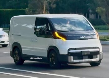 KIA PV5 Prototype Spied in California with Orange DRLs