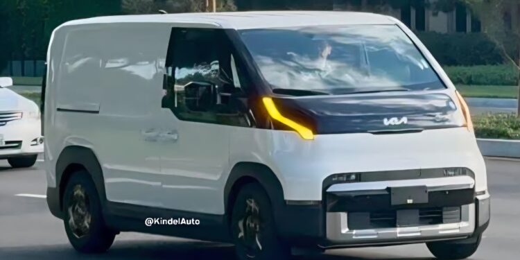 KIA PV5 Prototype Spied in California with Orange DRLs