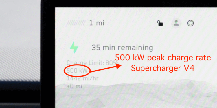 Tesla Supercharger V4 peak charge rate