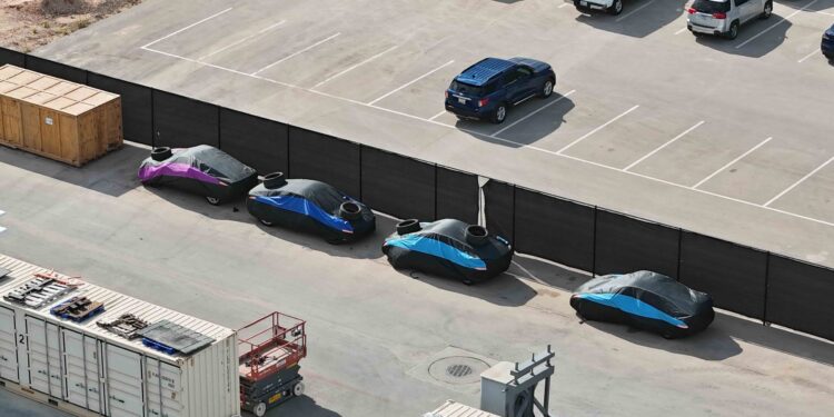 Multiple Tesla Cybercab units spotted at Giga Texas crash test facility