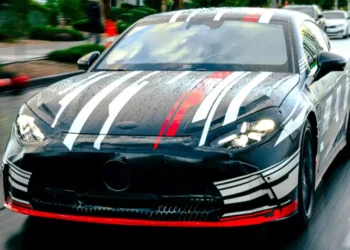 2026 Mercedes-AMG GT 4-Door EV Spotted with Minimal Camo at Las Vegas GP