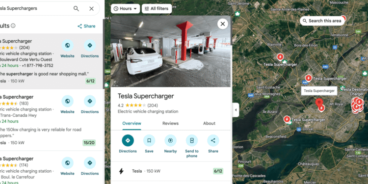 Tesla Supercharger live availability is now in Google Maps